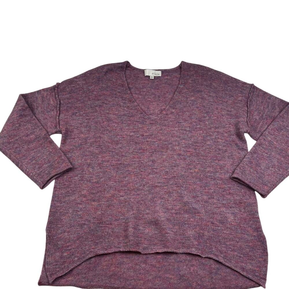 Pinch V-Neck Hi-Lo Acrylic Blend Pullover Soft Comfy Sweater Women's Size Small